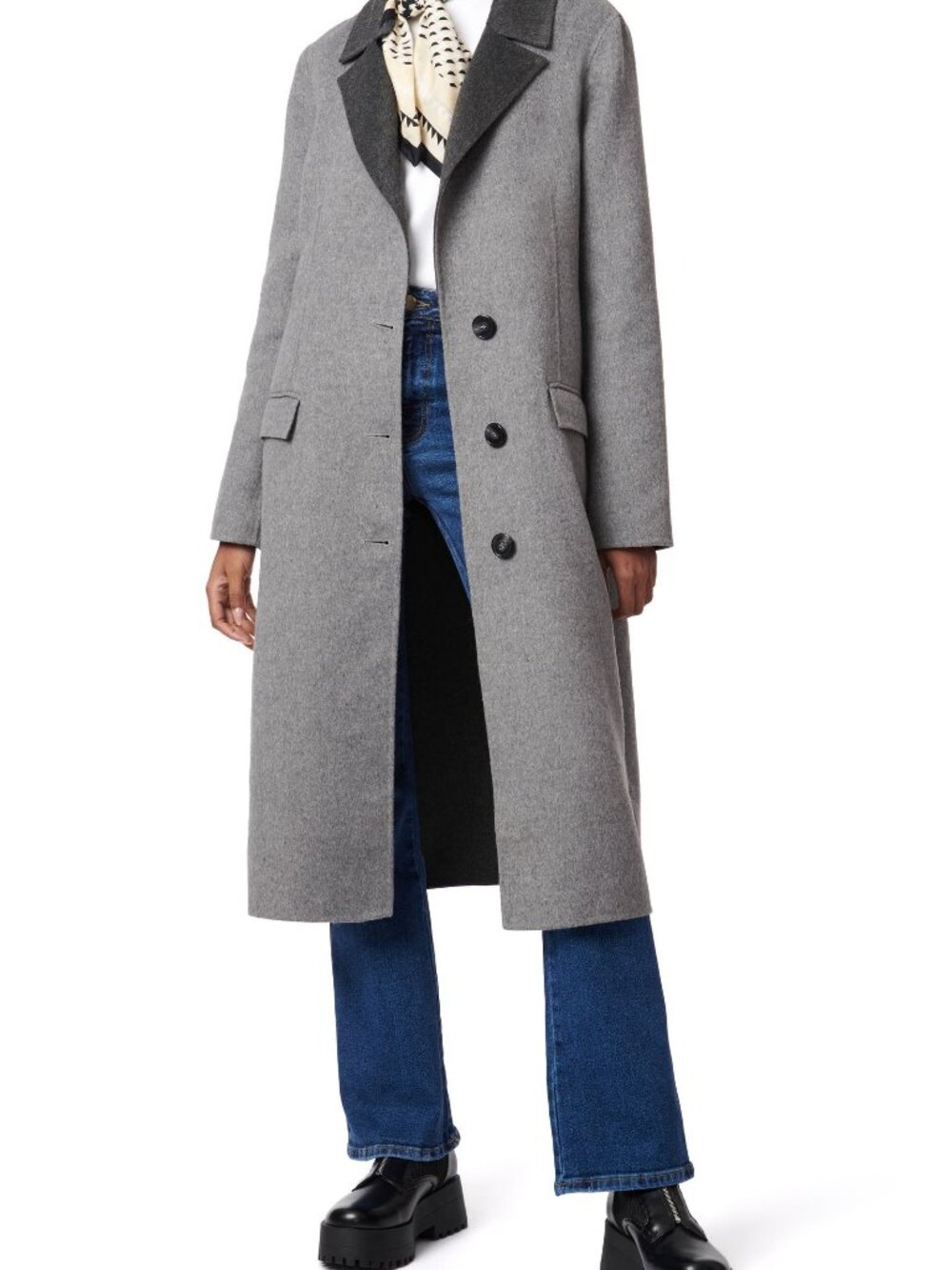 NWT BERNARDO Double Face Tailored Long Coat Wool Blend Light Grey Size M